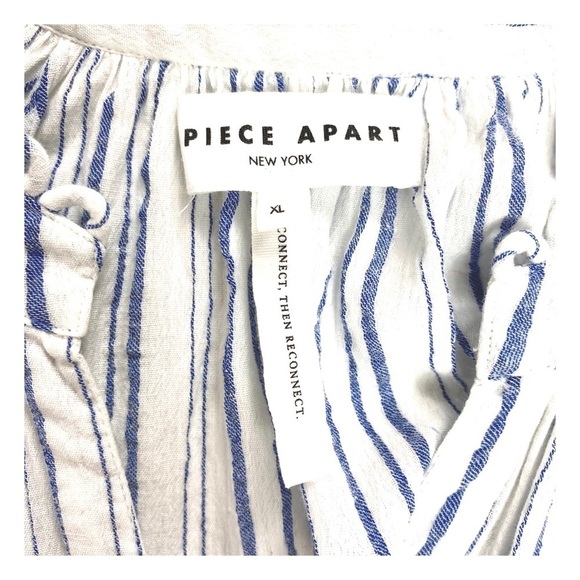 APIECE Apart Stripe Mitte Top Blouses in White / Blue - Picture 7 of 11